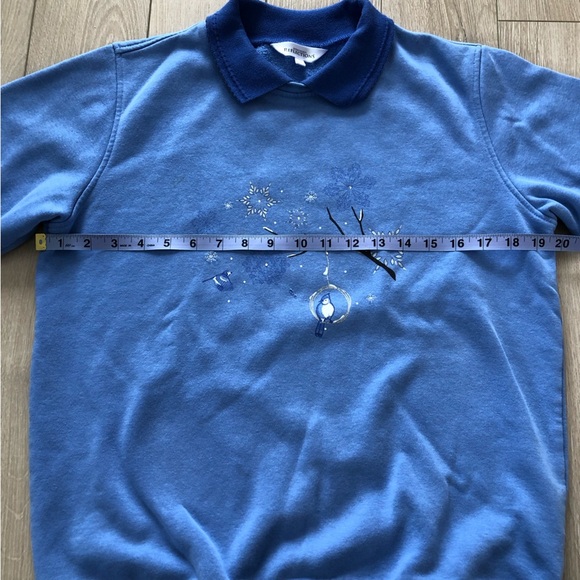 Northern Reflections Blue Jay Collared Sweater with Rhinestones - Picture 8 of 13